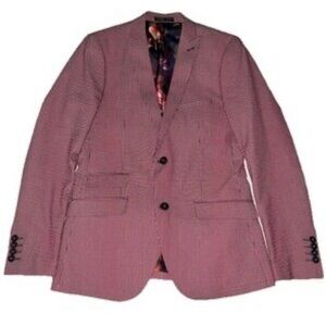 Paisley & Gray  Slim Fit Men's Pink Black Stripe Blazer Jacket Size 36R